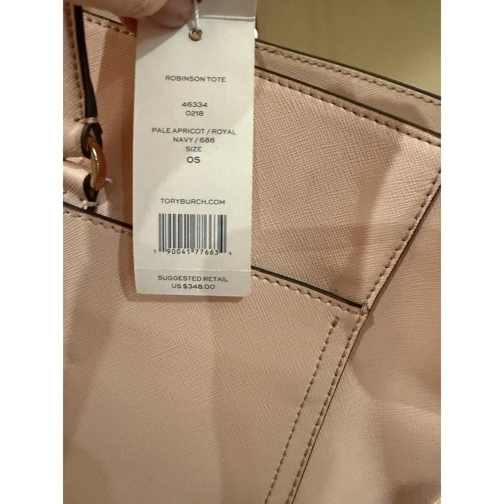 Tory Burch Robinson Double Zip Tote Bag Pale Apricot Pink Style New With Defects